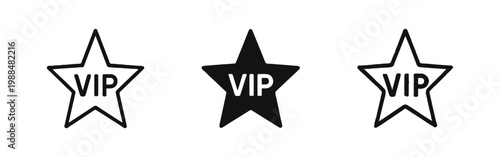 VIP Star Icon Set in Outline Solid and Hand Drawn Doodle Styles for Premium Membership and Special Status