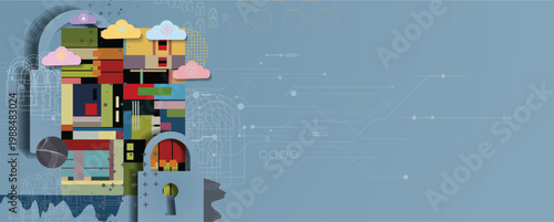 cyber security technology design web concept for business and internet project.