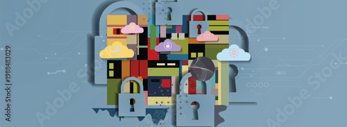 cyber security technology design web concept for business and internet project.