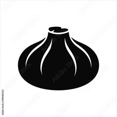 Khinkali Silhouette Vector, Georgian Dumpling Icon, Minimalist Food Logo.