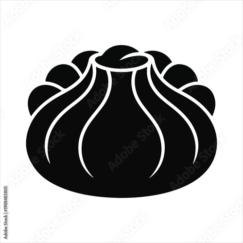 Khinkali Silhouette Vector, Georgian Dumpling Icon, Minimalist Food Logo.
