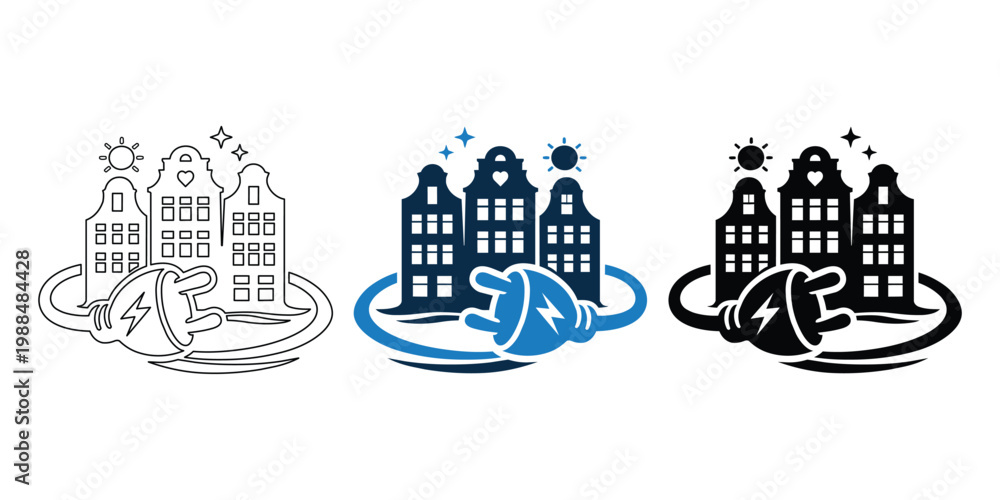 Fototapeta premium Smart City Technology Icon Set – Urban Connectivity and Digital Infrastructure Vector Collection