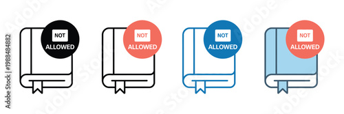 Banned book icon set multiple style vector illustration