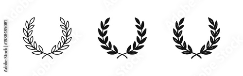 Laurel Wreath Victory and Achievement Icon Set for Awards and Success