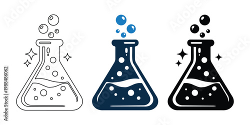 Laboratory Flask Icon Set – Science Experiment and Chemistry Vector Collection
