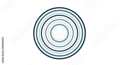 Abstract concentric circles in gradient blue and teal shades on white, creating a ripple effect or target, symbolizing sound, focus, or expansion.