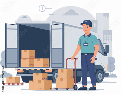 modern vector illustration of a delivery courier