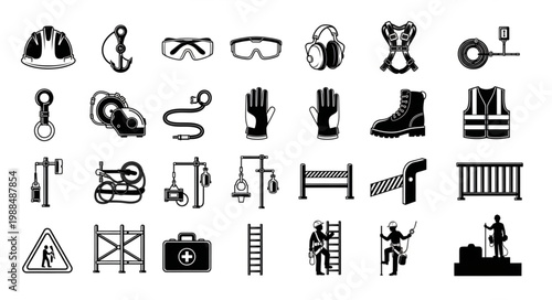 Safety Equipment Icons - A Comprehensive Collection for Workplace Safety.