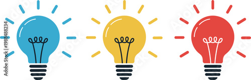 Light Bulb Icon Vector Illustration on White Background, Symbol of Ideas, Innovation, Creativity, Bright Thinking, and Energy for Business, Education, and Technology Design
