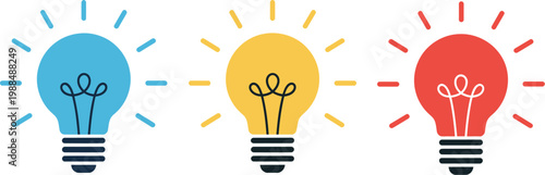 Light Bulb Icon Vector Illustration on White Background, Symbol of Ideas, Innovation, Creativity, Bright Thinking, and Energy for Business, Education, and Technology Design