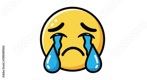 Sad Crying Emoji Face Illustration.