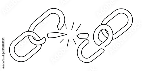Broken link icon vector flat and line design, disconnected chain symbol