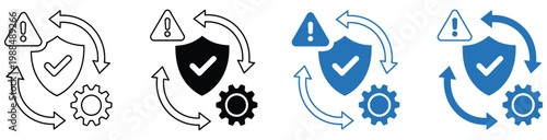 Crisis management icon set, multi style icon collection, emergency and risk mitigation symbols, disaster response and recovery icons, clean vector design elements for mobile apps, web interfaces, and 