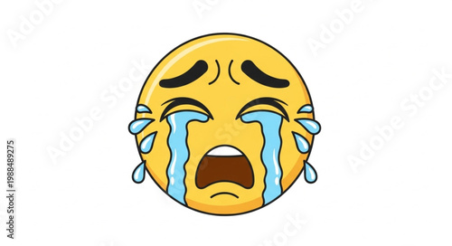 Sad Crying Emoji Face Illustration.