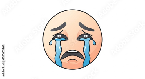 Sad Crying Emoji Face Illustration.