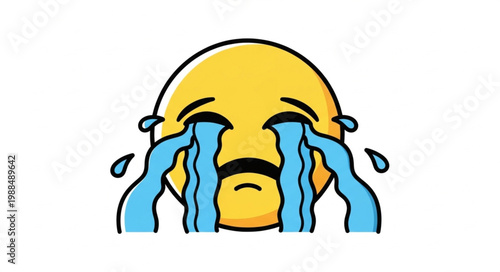 Sad Crying Emoji Face Illustration.