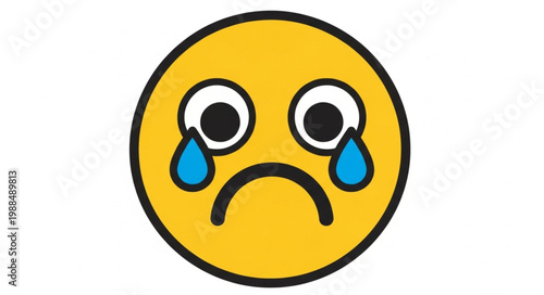 Sad crying emoji face with tears.