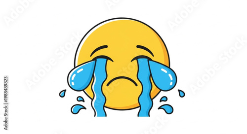 Sad Crying Emoji Face with Tears.