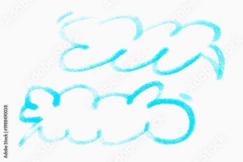Hand-drawn speech bubbles or thought clouds. Textured colorful gritty line puffy frames. Vector artistic elements for communication concept, quotes, stickers and banners.