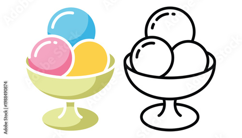Doodle ice cream dessert illustration sweet frozen treat vector design