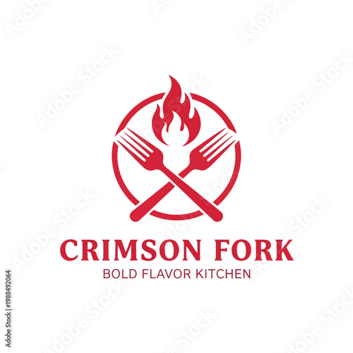 Crimson Fork Restaurant Logo Design.