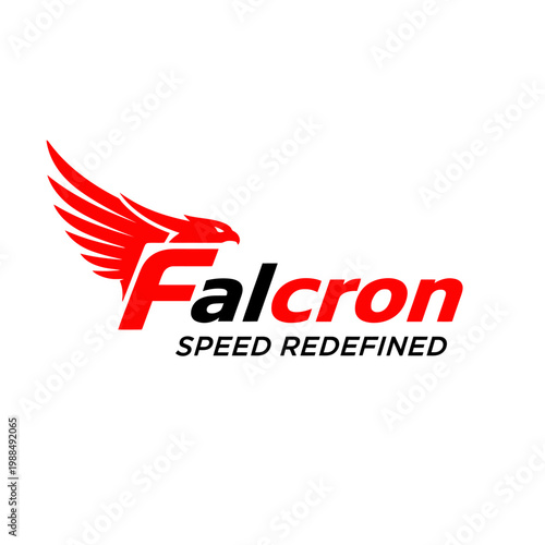Falcron logo with red eagle wing.