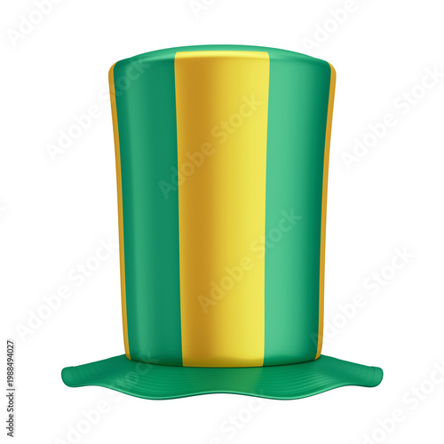 3D Asset - Green and Yellow Top Hat Brazilian Fan with Isolated Background
