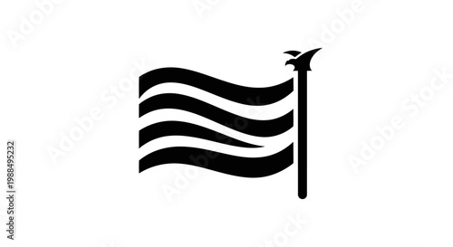 Black flag silhouette with eagle finial on white background