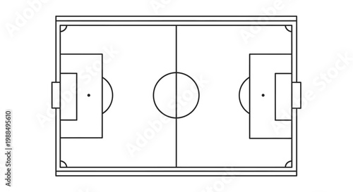 Soccer field diagram with goals and markings.