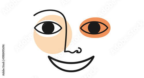 A stylized illustration of a smiling face.