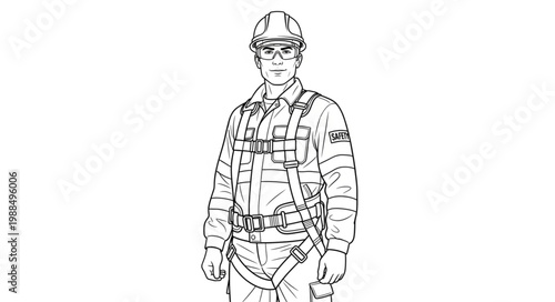 Safety-conscious worker in protective gear, ready for construction tasks.