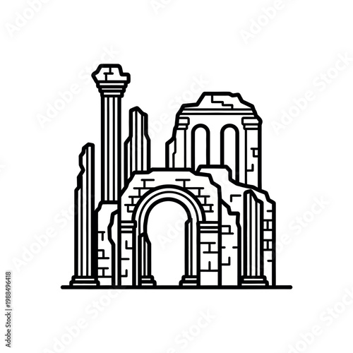 Ancient stone building with archway.