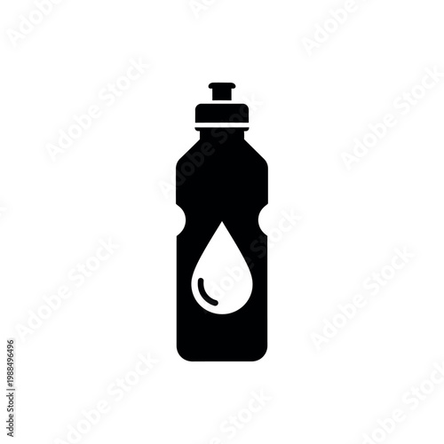 Black plastic water bottle icon.