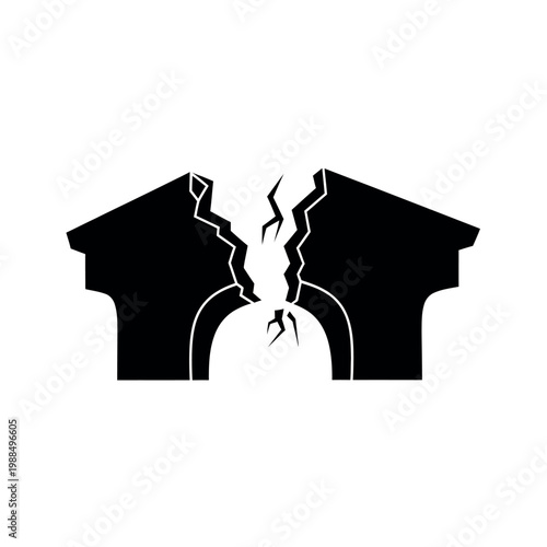 Cracked Archway Silhouette Icon.