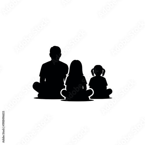 Family sitting together in meditation.