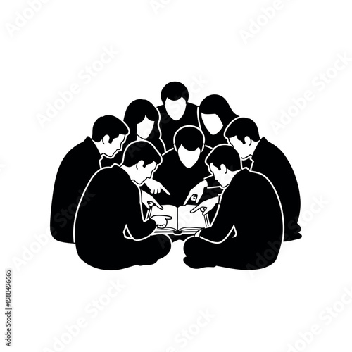 Group of people studying together.
