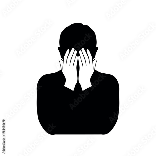 Man Covering Face With Hands Silhouette.