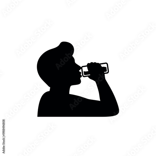 Person Drinking from a Bottle Silhouette.