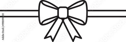 Elegant gift ribbon bow outline illustration for decorative celebration use.