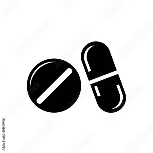 Simple Icon of Pill and Capsule.