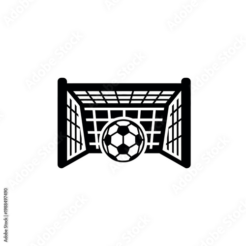 Soccer Goal With Ball Icon.