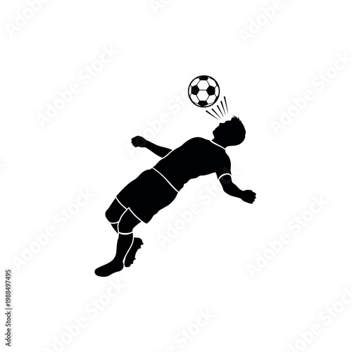 Soccer Player Heading the Ball Silhouette.