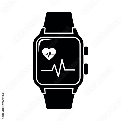 Smartwatch with heart rate monitor screen.