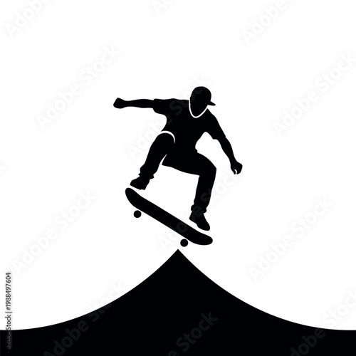 Young man skateboarding on a ramp.