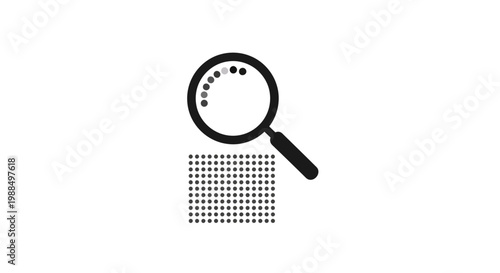 Magnifying glass examining a document.