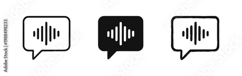 Voice Message and Audio Wave Speech Bubble Icon Set