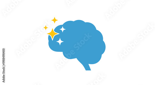 Brain with sparkles and stars.