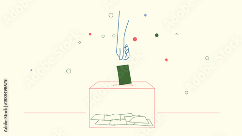 Election Voting Process with Ballot Box and Voter Participation Concept