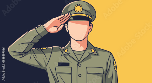 Armed Forces Day illustration of a soldier saluting proudly