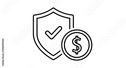 Financial Security Shield with Dollar Coin Icon.